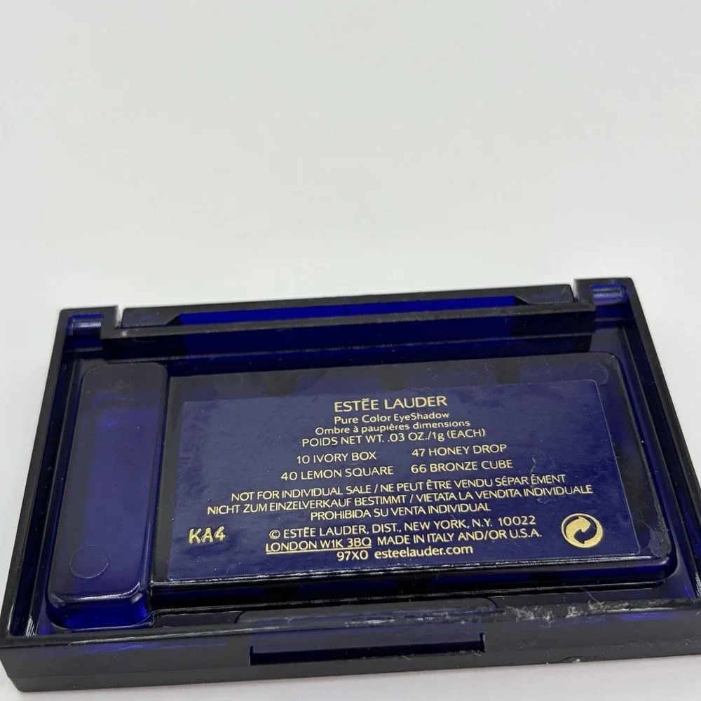 Estee Lauder Vintage Pure Color Eyeshadow Quad Ivory Box Lemon Square 4pc